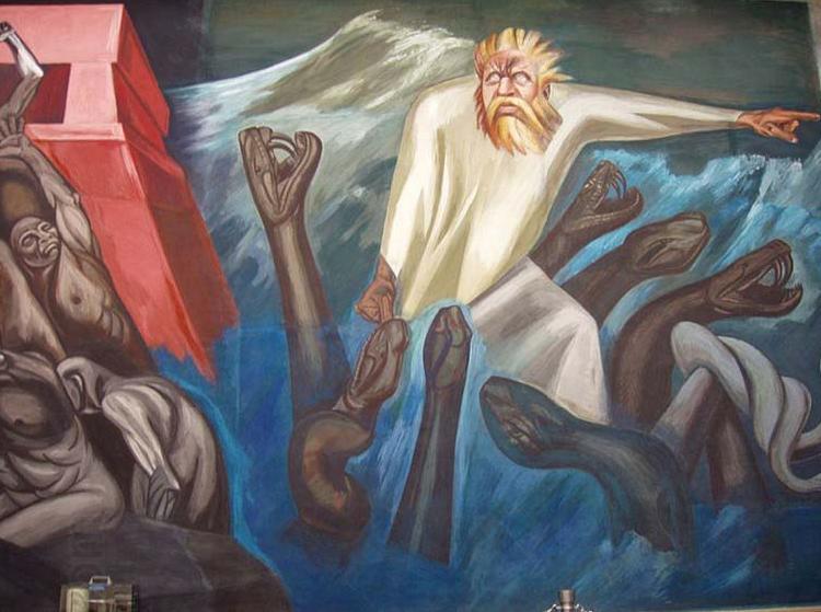 Jose Clemente Orozco Departure of Quetzalcoatl, Dartmouth mural oil painting picture